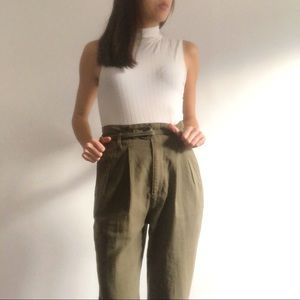 Olive green paperbag cargo pants